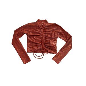 INTRODUCTIION Ruched Sequin Crop Top in Orange